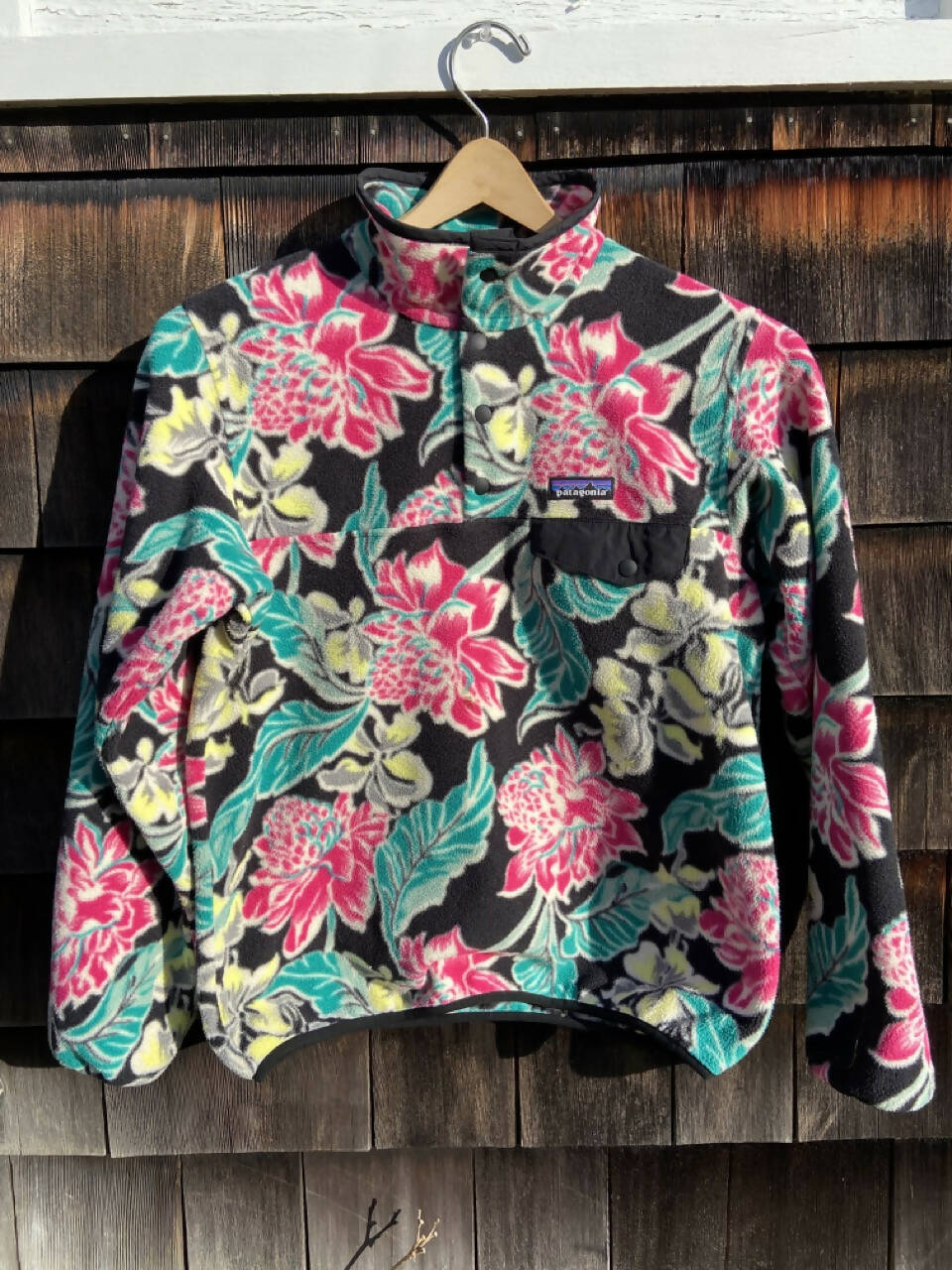 Patagonia Synchilla T-Snap Fleece Womens Medium Manoa Hawaiian Floral Pullover S