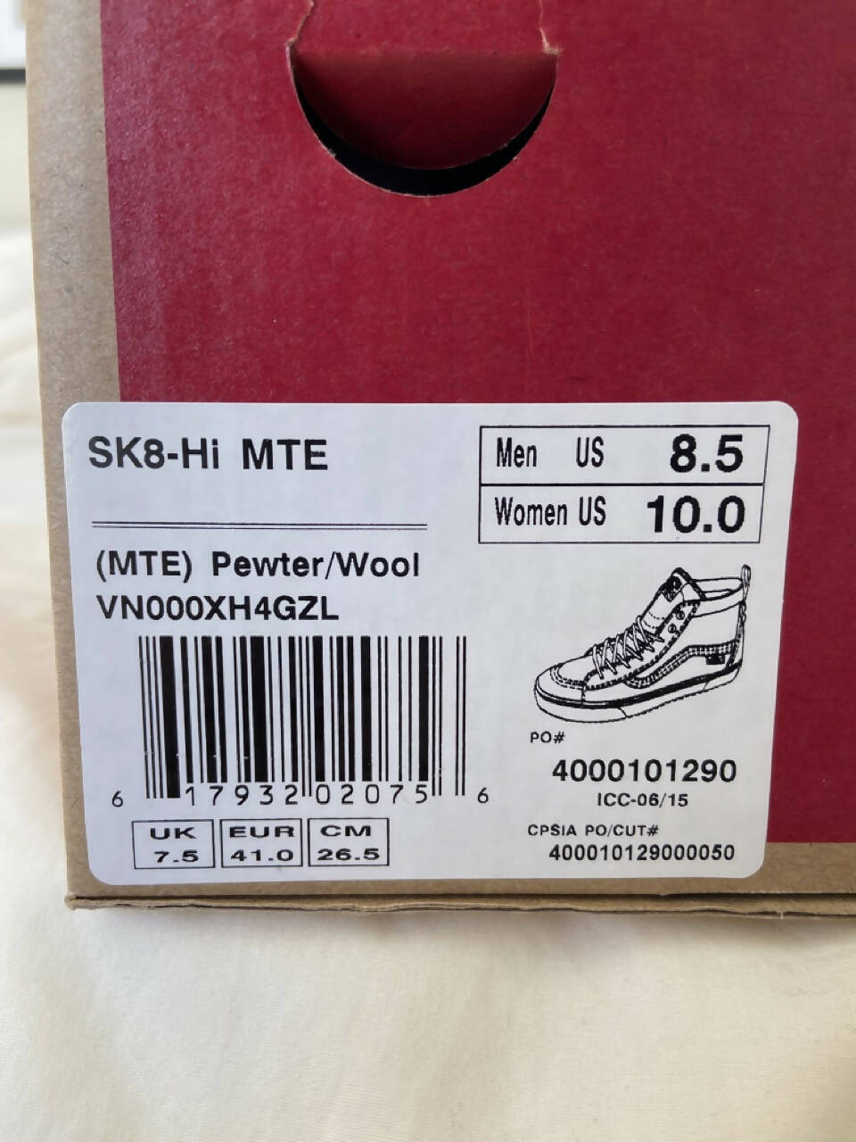 SK8-HI MTE-1 Mens 8.5 Pewter / Wool
